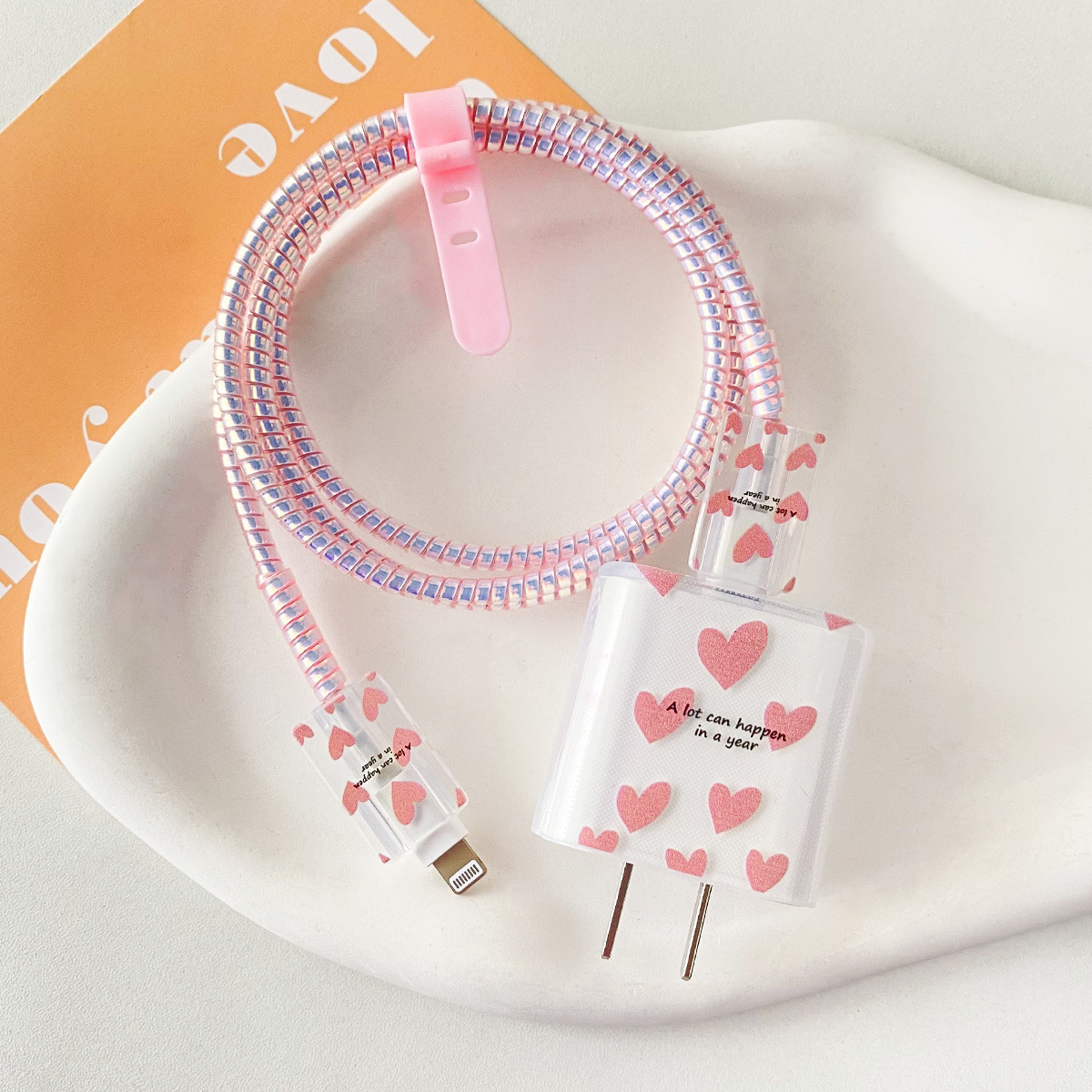 삼성 25w-다중 핑크 사랑 [블랙 버전]-헤드 슬리브 스레드 슬리브 2 1 미터 레이저 파우더 로프 (핑크 스트랩)