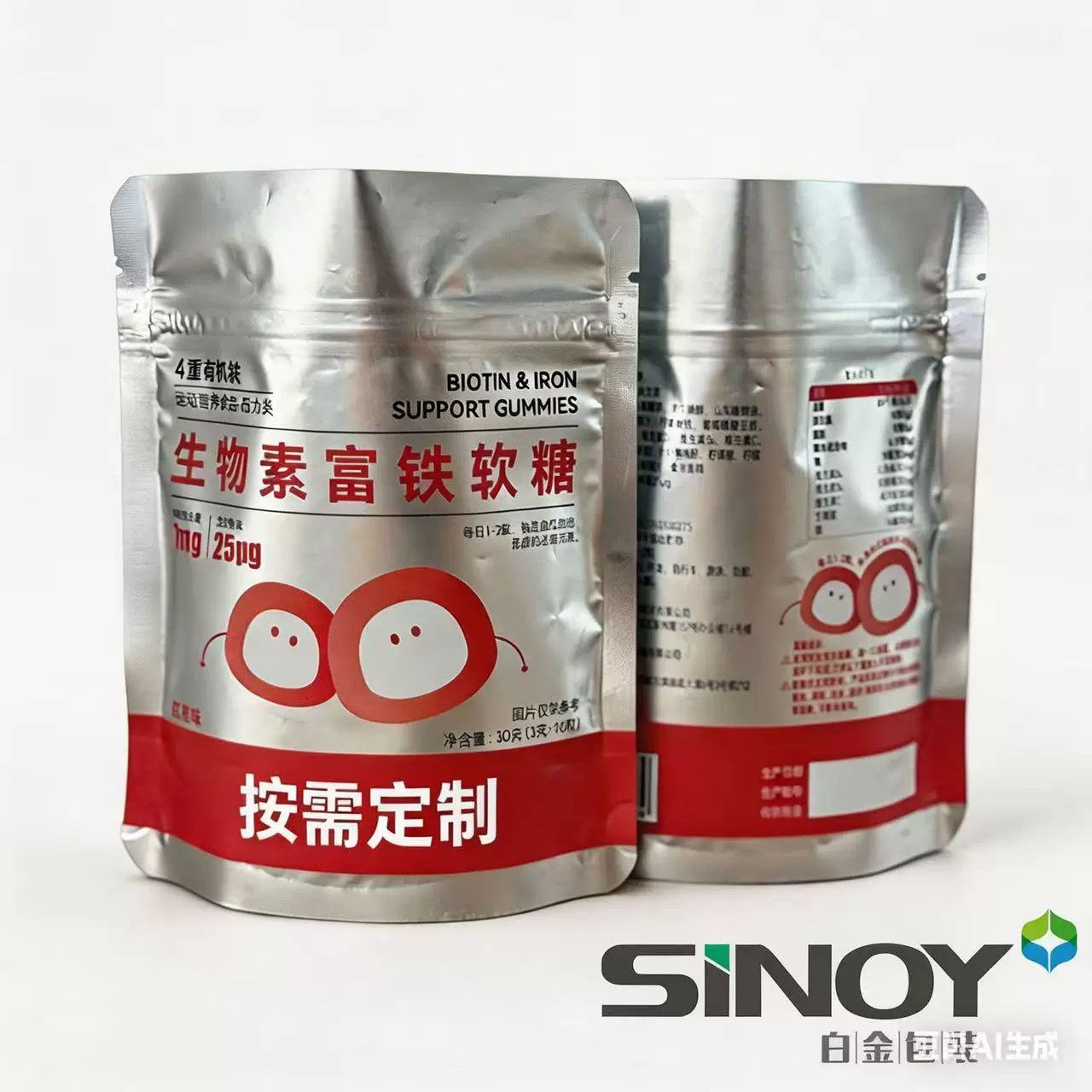 软糖硬糖蜜饯干果运动营养的糖果使用消光镀铝避光阻氧自立拉链袋