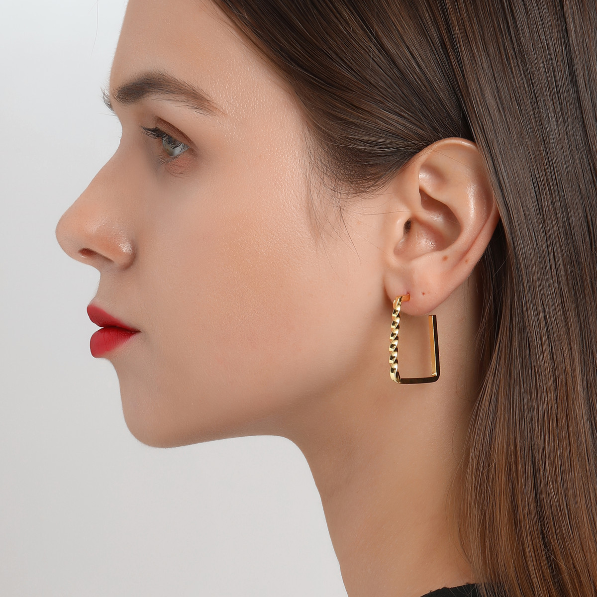 10g Weight Earrings Classification 1 Pair Quantity Daily, Shopping Occasion Stainless Steel Material Geometric, Heart Shape Pattern Women's Gender Plating Design Retro Style 1 Pair Retro Lady Geometric Heart Shape Plating Stainless Steel Earrings 9
