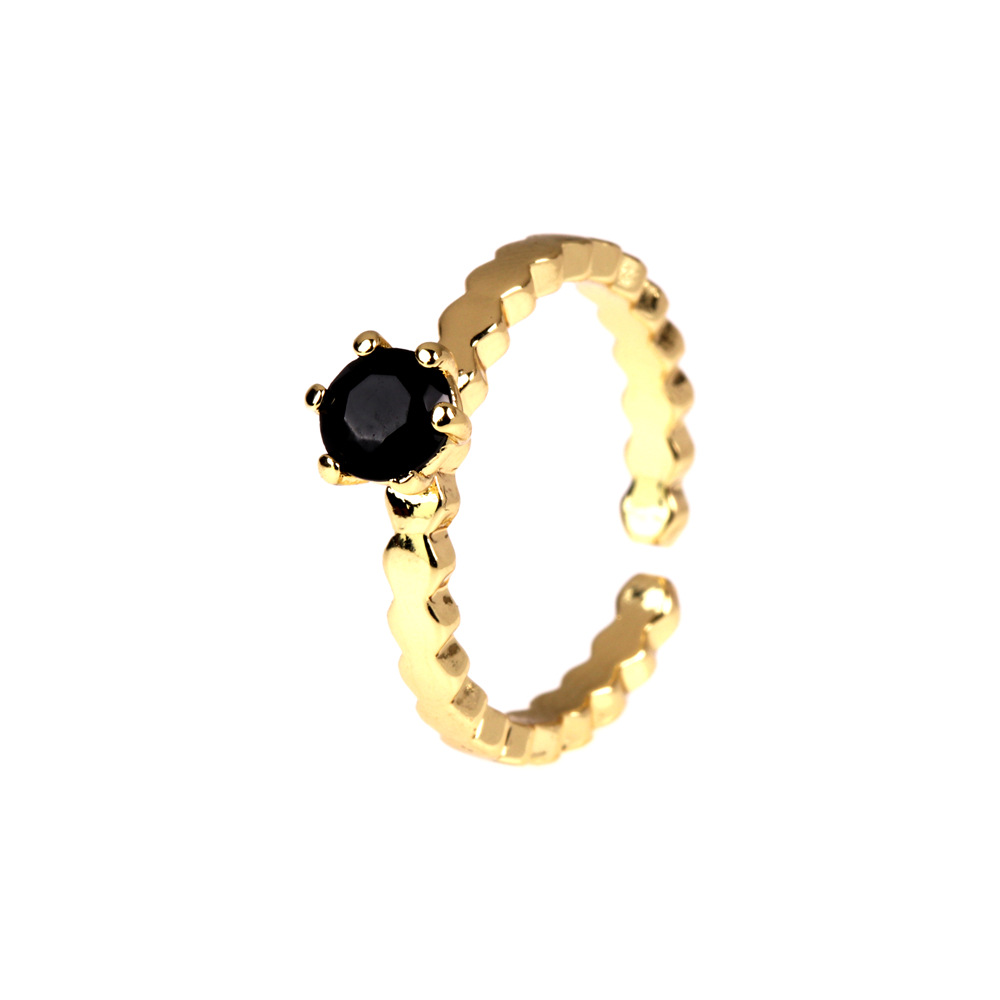 simple copper plated real gold four claw inlaid zircon ring