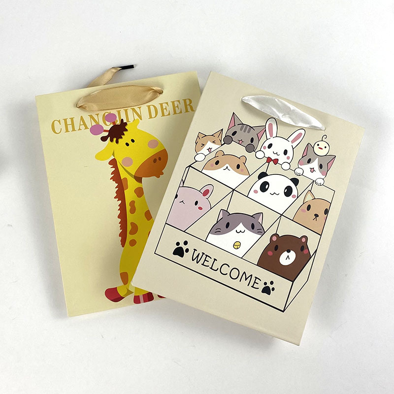 手提袋现货卡通可爱礼品袋精品店服装店购物礼品袋送礼纸袋白卡袋