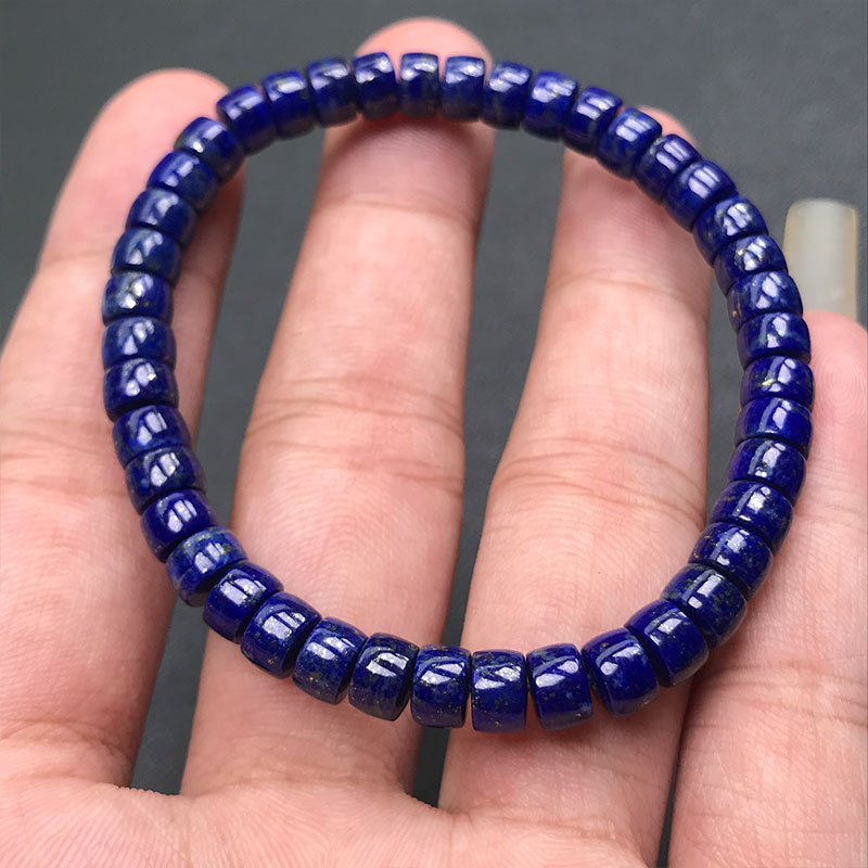 Natural Lapis Lazuli Tablet Straight-Cut Bracelet Spacer DIY Bracelet Spacer Bead Necklace Wenwan Buddha Bead Bracelet Accessories