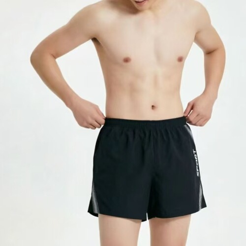 Adult fat people add weight and enlarge swimming trunks new quick-drying sports pants for men double-layer anti-embarrassment five-point pants for running and fitness
