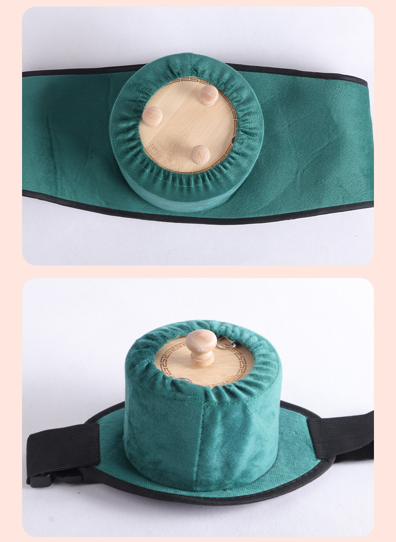 Bamboo Moxibustion Box Portable Warm Moxa Burner for Home Body Care with 54 Moxa Sticks and Essential Oil in use
