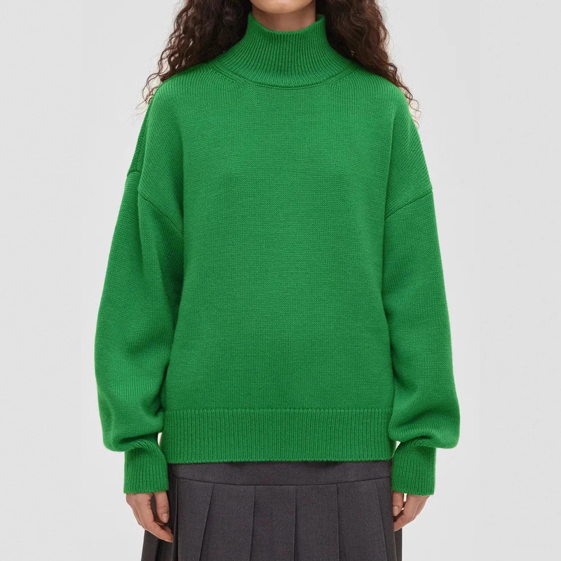 Cross-Border Plus-Size Sweaters European and American Style High-Neck Loose Sweaters 2026 Autumn and Winter New Solid Color Knitwear Women's Outerwear Cross-Border Plus-Size Sweaters European and American Style High-Neck Loose Sweaters 2026 Autumn and Winter New Solid Color Knitwear Women's Outerwear