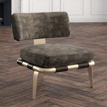 单人沙发轻奢简约现代休闲椅子意式极简设计师款布艺不锈钢沙发椅