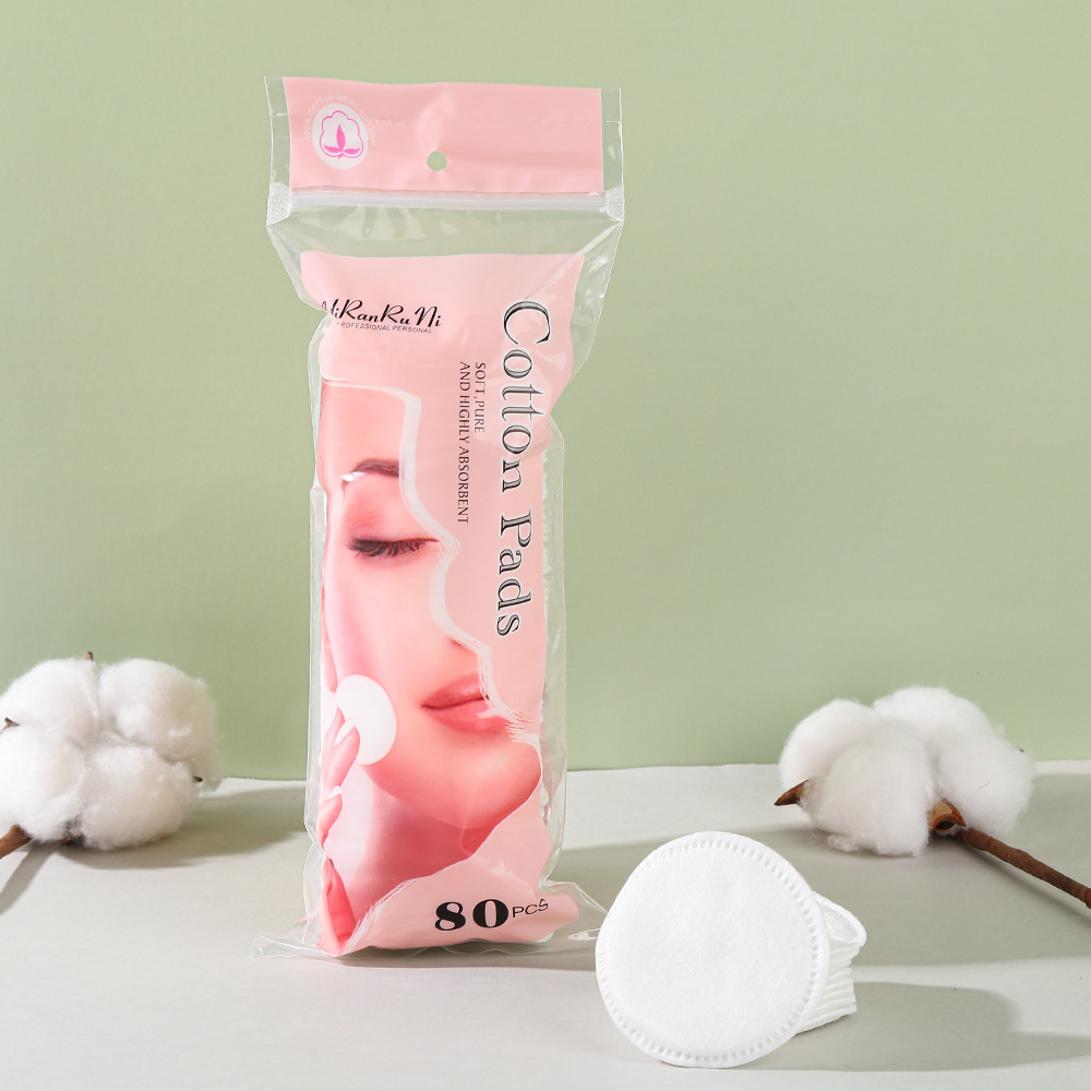 algodón cosmético desechable sin floc portátil de aplicación húmeda de algodón redondo agujero de aguja cerrado borde de cuidado de la piel limpio algodón desmaquillaje