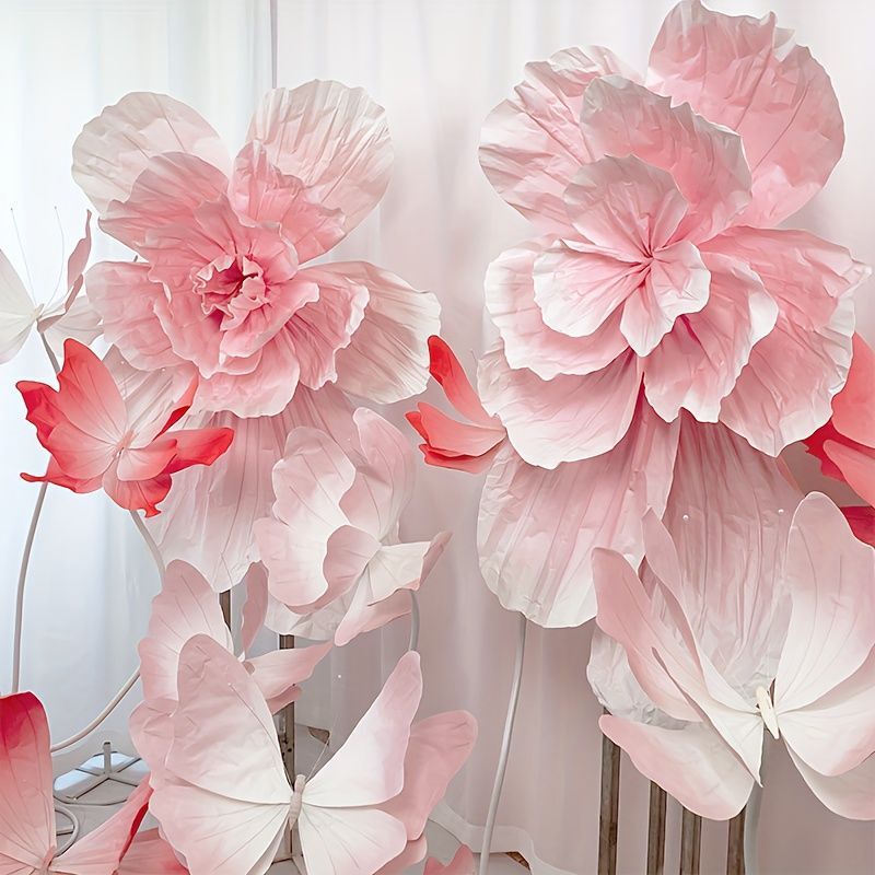 Large Wedding Background 60cm Paper Flower Pleated Paper Art Flower Wedding Beauty Plastic Flower Handmade Window Display Decoration Floral Art