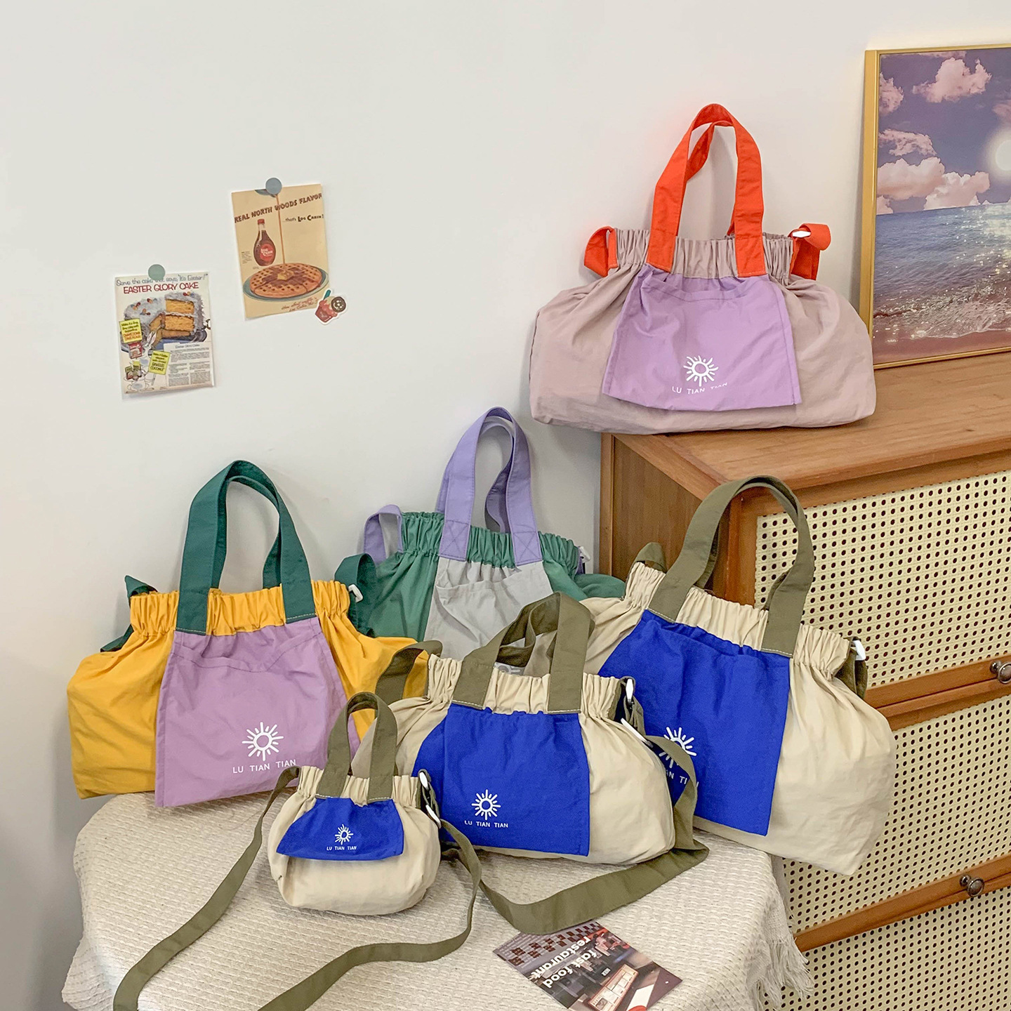 Casual japonés de gran capacidad para hombres y mujeres, bolsos de hombro, bolsos de bebé plegables, bolsos de moda para niños.