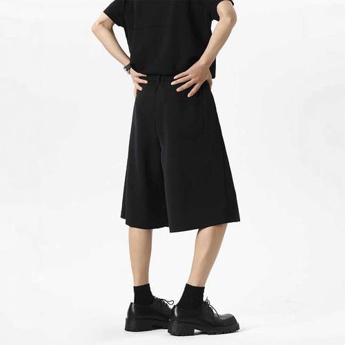 US Retro Drop-Waist Suit Shorts for Men 2025 Summer Loose Plus Size Casual Western Pants for Boys Five-Finger Pants