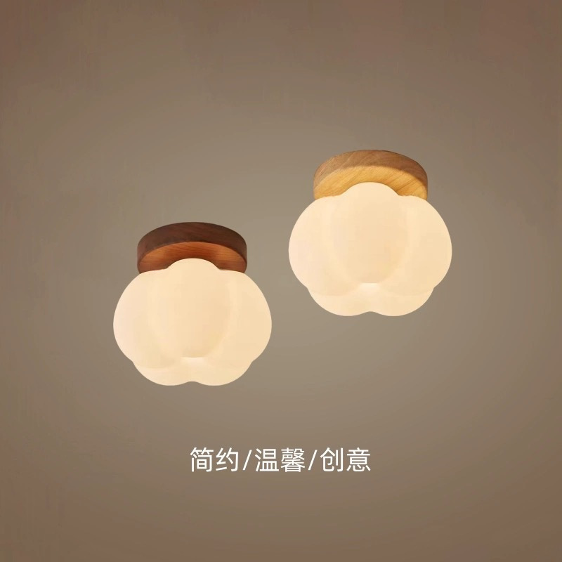 过道灯走廊灯现代简约楼梯入户玄关阳台灯原木灯具棉花吸顶灯P271