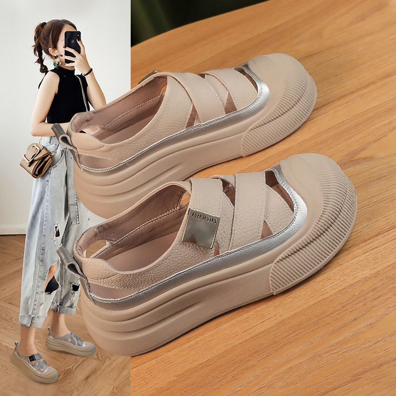 Sandalias suaves de base suave para mujeres 2024 verano nuevo muffin de verano universal un pedaleo de sandalias casuales de base gruesa para mujeres