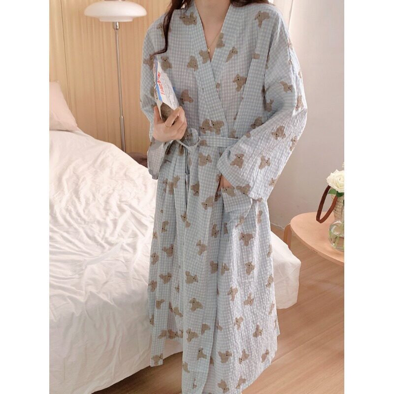 Nightgown, Long-Sleeved Cartoon Kimono, Spring and Autumn Yukata, Japanese-Style Home Wear, Hanfu, Women's Bathrobe, Sleepwear Nightgown, Long-Sleeved Cartoon Kimono, Spring and Autumn Yukata, Japanese-Style Home Wear, Hanfu, Women's Bathrobe, Sleepwear