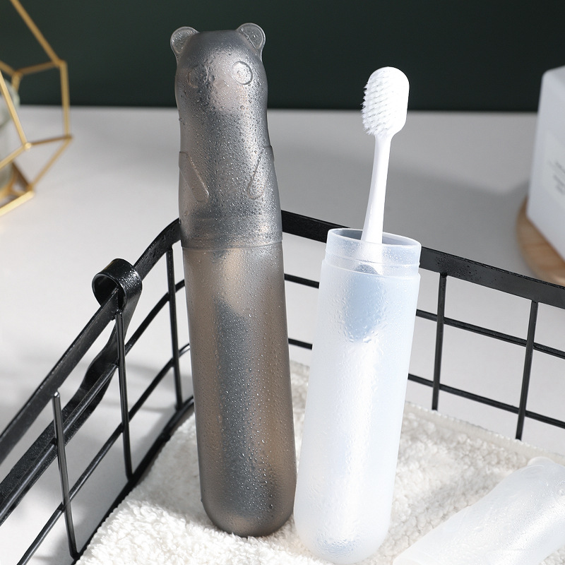 2 pack travel toothbrush storage box couple portable toothbrush box cartoon cute little bear small creative toothbrush barrel