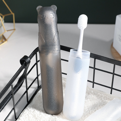 2 pack travel toothbrush storage box couple portable toothbrush box cartoon cute little bear small creative toothbrush barrel