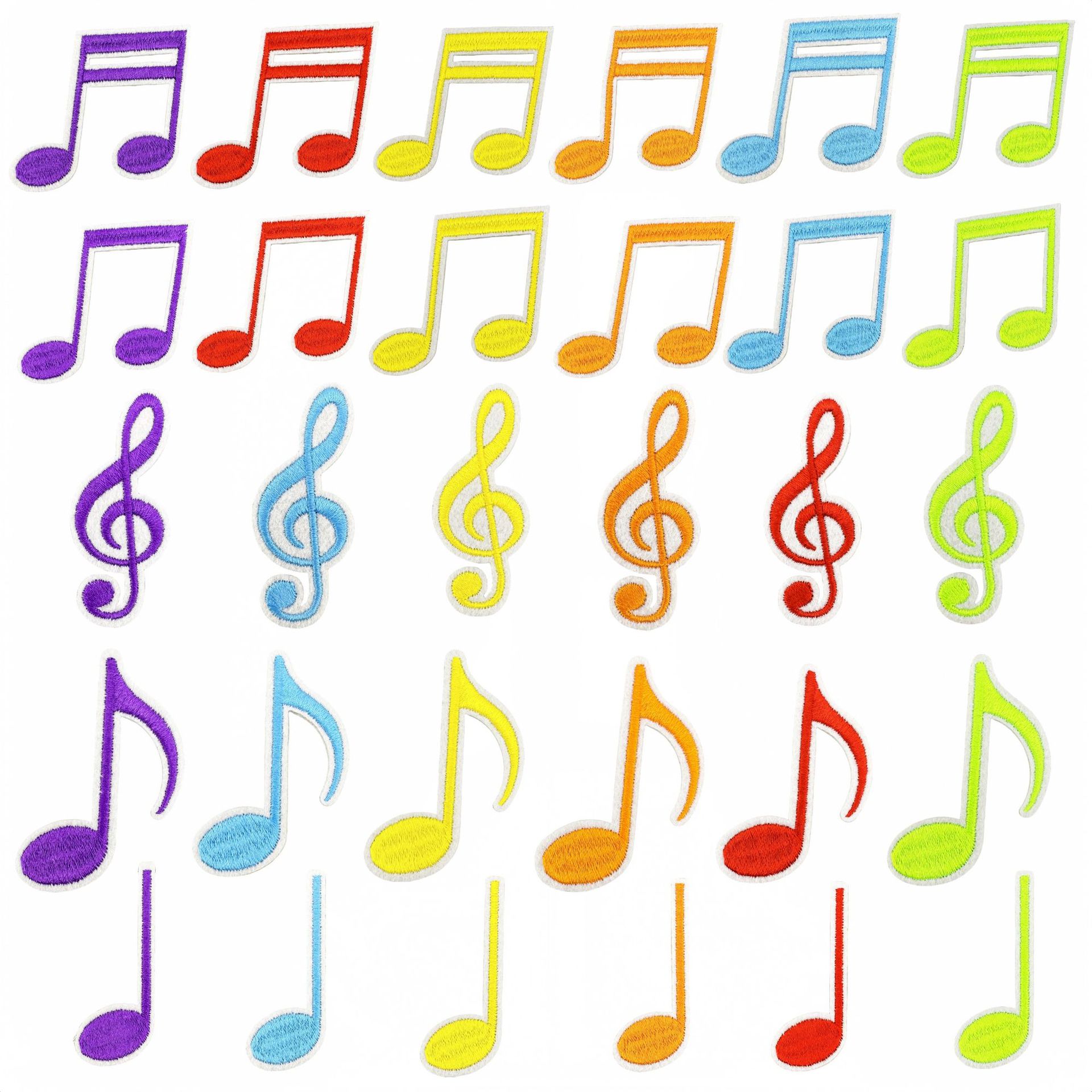 彩色音符布贴创意装饰曲乐器电脑绣花配件音乐饰品服装辅料熨烫款