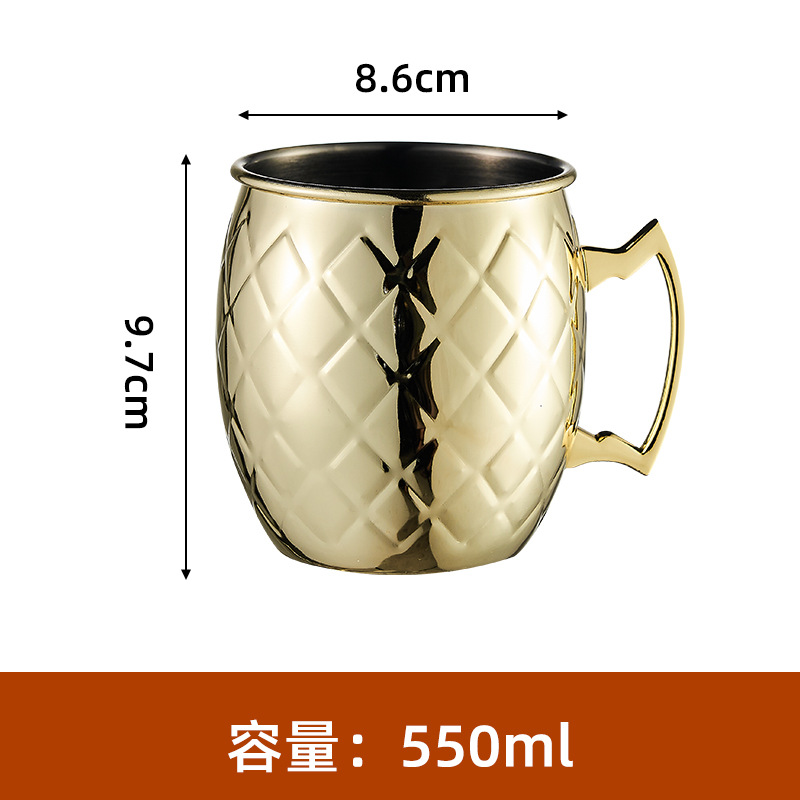 Taza de mula Bar 304 Acero inoxidable Metal Mark Moscú Copa de punto de martillo Julipu Copas de vino de cola de pollo de cobre transfronterizo