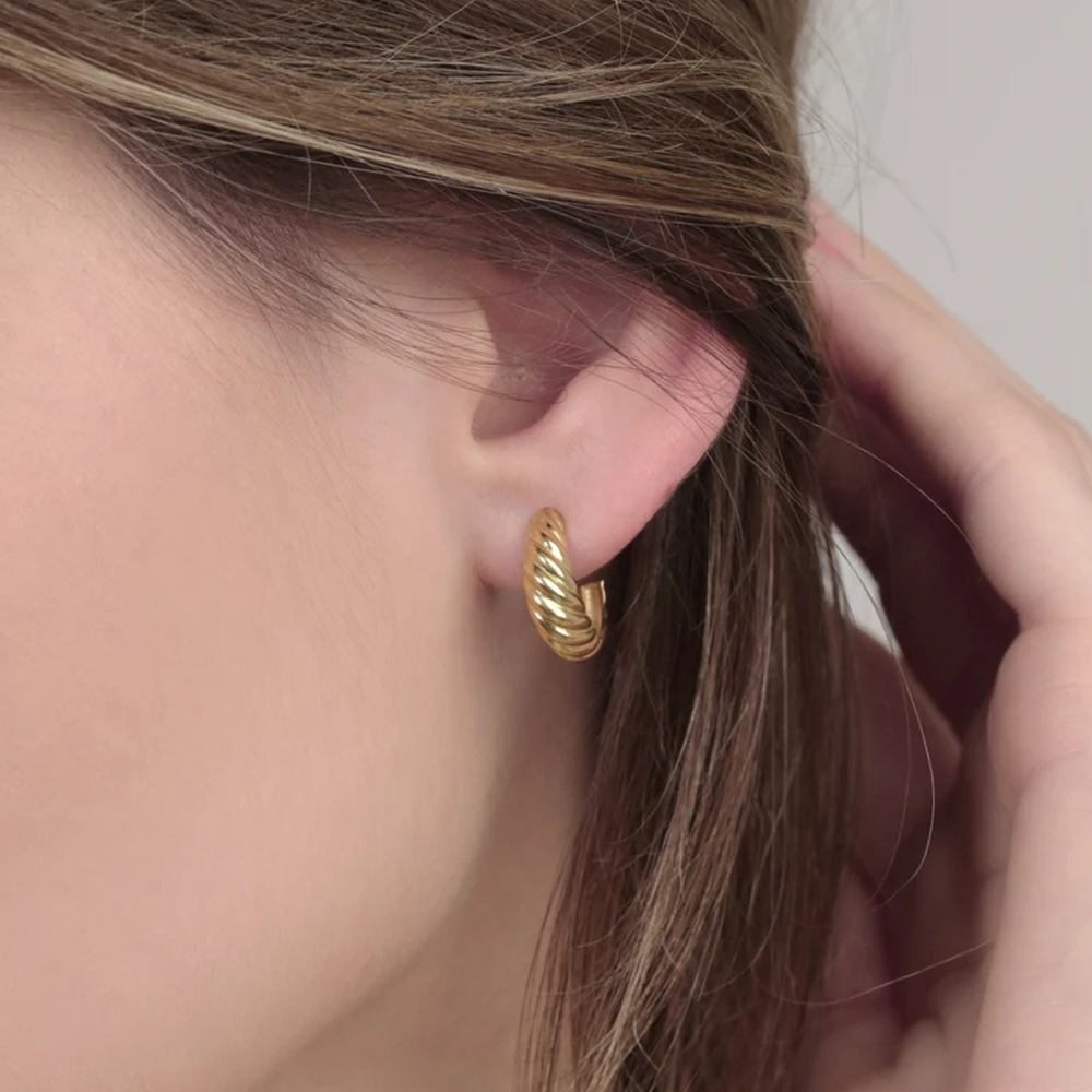1 Pair Quantity 1 Pair Simple Style Twist Plating 304 Stainless Steel Stainless Steel Earrings