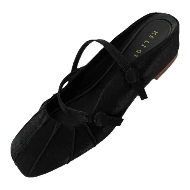 Media pantuflas de Baotou en estilo francés, zapatos de hadas en el exterior, nuevos zapatos de temperamento de un solo pie en el verano de 2025