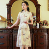 Market silk cheongsam Young 2021 summer new pattern fresh fashion Show thin Long cheongsam Dress