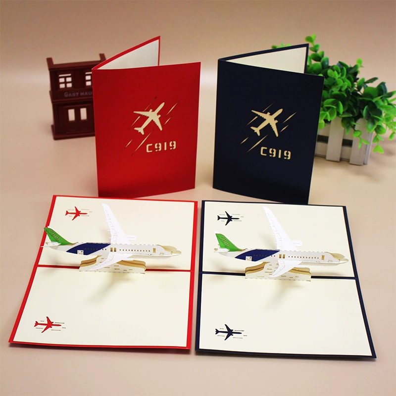 Weng Kai C919 Коммерческий самолет гражданской авиации J-20 1 августа День армии День рождения Новый год Новый год Рождество Трехмерная поздравительная открытка
