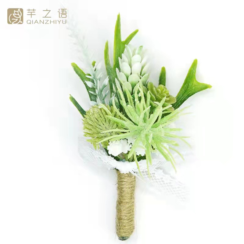 跨境电商热销简约韩式多肉森系ins风婚礼结婚新娘浪漫胸花手工DIY