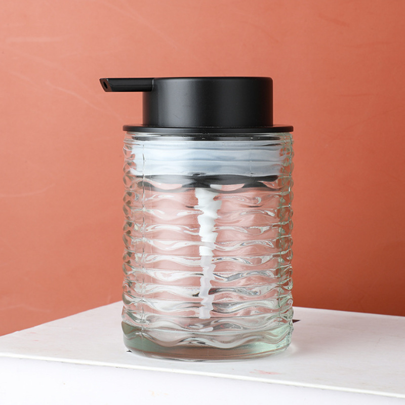Botella dispensadora de desinfectante de manos de vidrio, cosméticos para hoteles y B&B, botella de loción y gel de ducha tipo prensa, botella de vidrio de gran capacidad