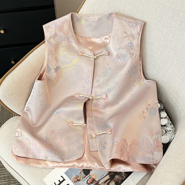 2026 Spring New Style New Chinese Style Buttoned Vest Top National Style Women's Vest Versatile Sleeveless