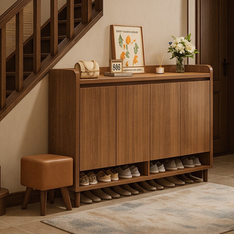 Solid Wood Core Shoe Cabinet for Home Entrance, Indoor Entryway, Foyer Storage Cabinet, Integrated Wall-Mounted New Simple Shoe Rack