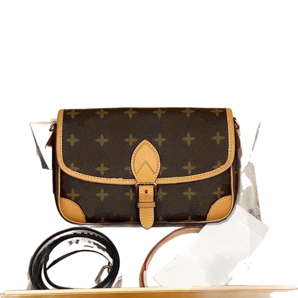 Large Capacity Women's Classic Monogram Crossbody Bag, Shoulder Bag, Fashion Commuter Tote Bag, Luxury Style - Thumbnail 5