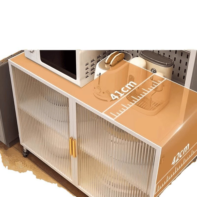 The kitchen multi -function storage cabinet multi -layer holes and dining cabinets landing carbon steel leaned on the wall