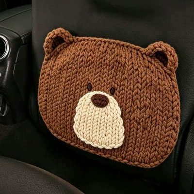 Car Rear Seat Anti-Kick Pad Chair back anti-kick pad - short-anti-kick-pad-3d-texture-bear-coffee-color-one-piece