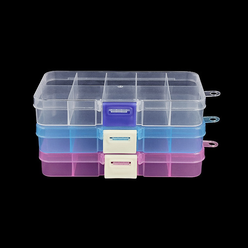 Fixed ten-compartment transparent storage box, fixed jewelry transparent loose beads, electronic accessories, button beading plastic box