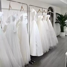 不锈钢落地婚纱架子影楼礼服展示架旗袍货架秀禾服挂衣架头纱挂杆