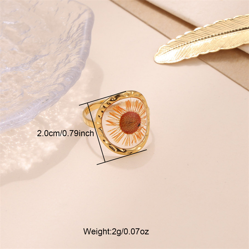 Ig Style Geometric Flower Stainless Steel Epoxy Open Rings display picture 13