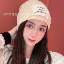 堆堆帽子女夏秋季韩版针织时尚百搭贴布包头显脸小韩版潮流冷帽男