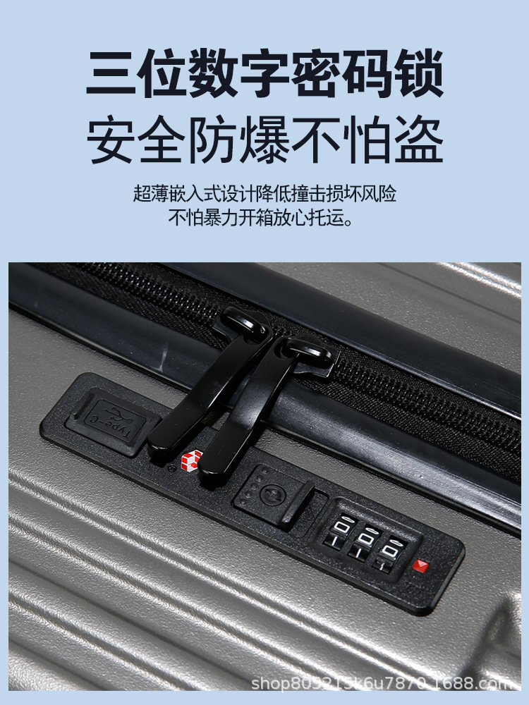 Maleta de expansión multifuncional material PC maleta de tracción puede embarcar en el avión de doble capa a prueba de explosiones maleta de viaje con cremallera de gran capacidad