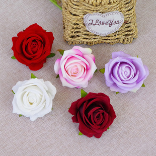 Wholesale 7cm pearl flannel rose flower head simulation wedding car fake flower DIY hand design floral design cross-border