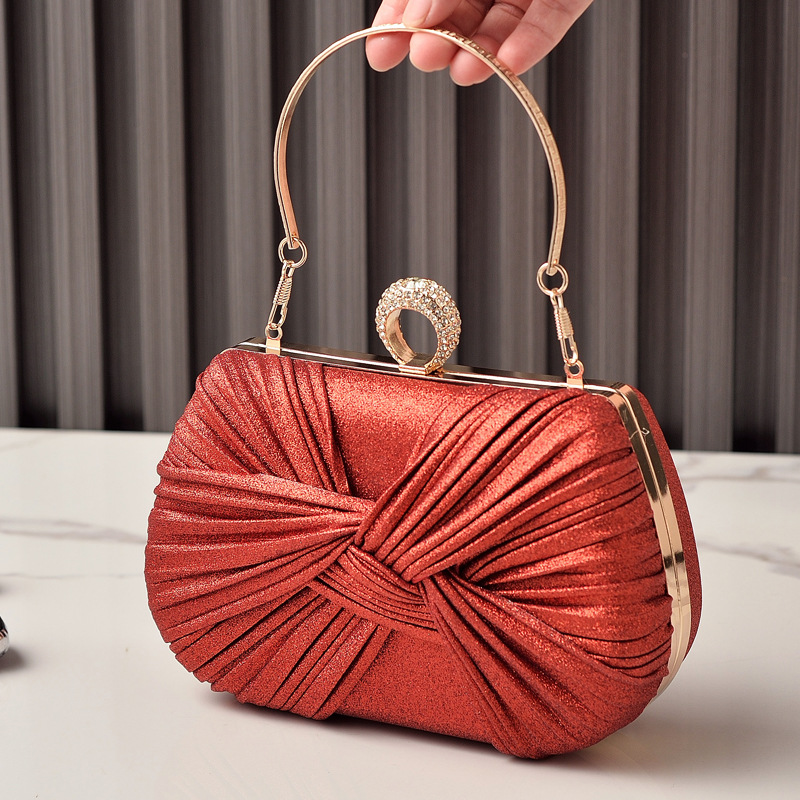 Nuevo cross-border Auchan moda bolsa de cena, bolsa de fiesta de arco, bolsa de vestido de noche de damas, bolsa de novia roja