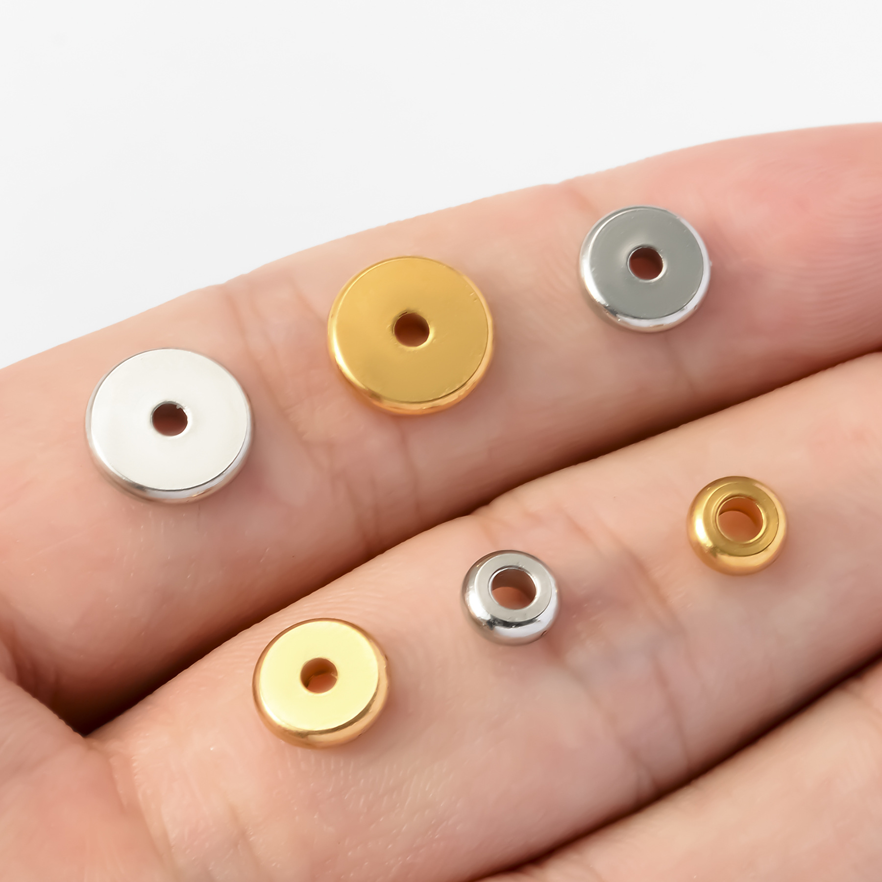 50 PCS/Package Quantity 50 PCS/Package 304 Stainless Steel Solid Color DIY Jewelry Accessories Beads