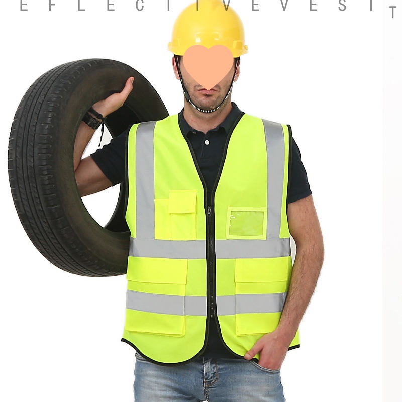 chaleco reflectante chaleco de construcción fluorescente sanitario trabajador construcción de seguridad nocturna ropa chaqueta de viaje nocturno fijo