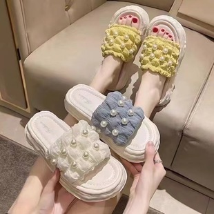 New Fairy Style Sandals Summer Pearl Women's Shoes Platform Sole Fashion Thick Slippers Factory Outlet