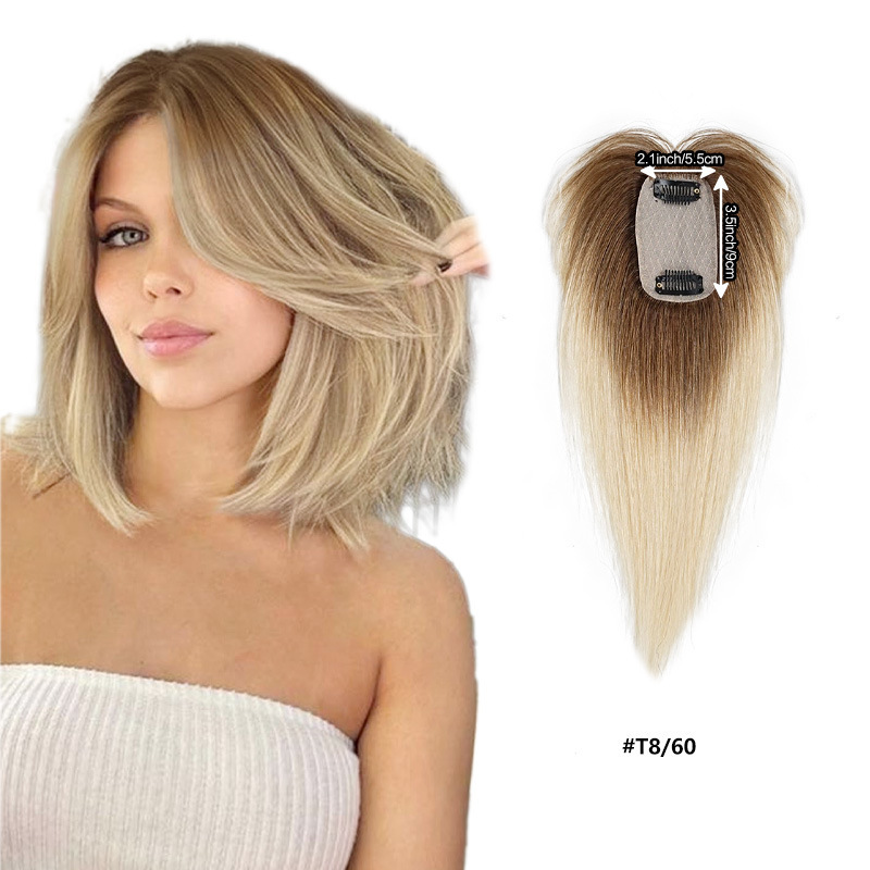 クロスボーダーヨーロッパとアメリカの女性用ウィッグ、頭頂部の交換用ヘアピース、模造針、自然に見えない人毛の交換用ヘアピース、工場卸売|undefined