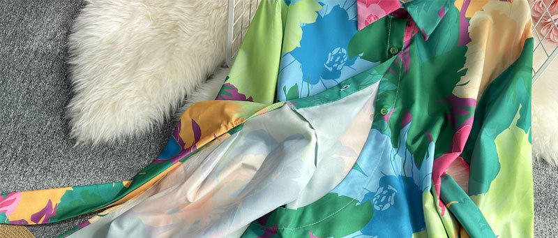 Women's Clothing Fashion suit women's casual loose long sleeved single breasted shirt two piece set high slimming tie dye printed wide leg pants_voghion.com