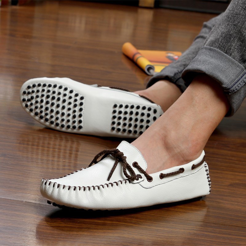 Men's Casual Lace-up Leather Moccasins Driving Shoes Flat Breathable Loafers Fashion _voghion.com