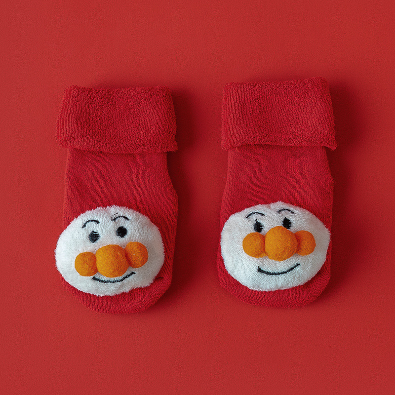 Hombres y mujeres recién nacidos, bebés, niños pequeños, una clase de algodón peinado, otoño e invierno, más calcetines rojos cálidos y gruesos de terciopelo