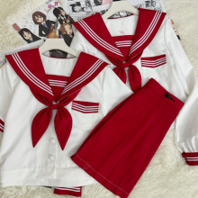 蒙轩JK日系可爱软妹少女红色JK制服学院风百褶裙学生校服套装