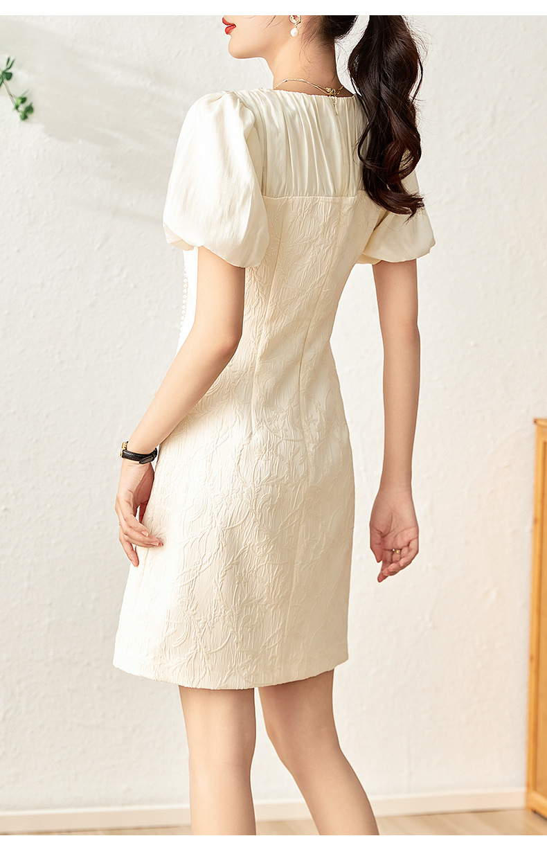 Đầm maxi nữ thắt eo phong cách dân tộc, phù điêu jacquard đính hạt satin — Màu đen chi tiết 13