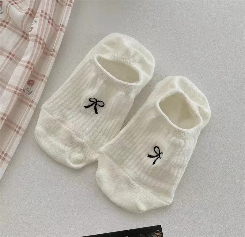 Japón vintage jacquard botón calcetines de dibujos animados arco calcetines deportivos para estudiantes calcetines poco profundos calcetines transpirables