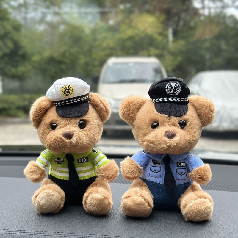 インターネット有名人交通警察クマぬいぐるみキーホルダー人形制服テディベア小さなギフト警察官人形小さなペンダント卸売|undefined